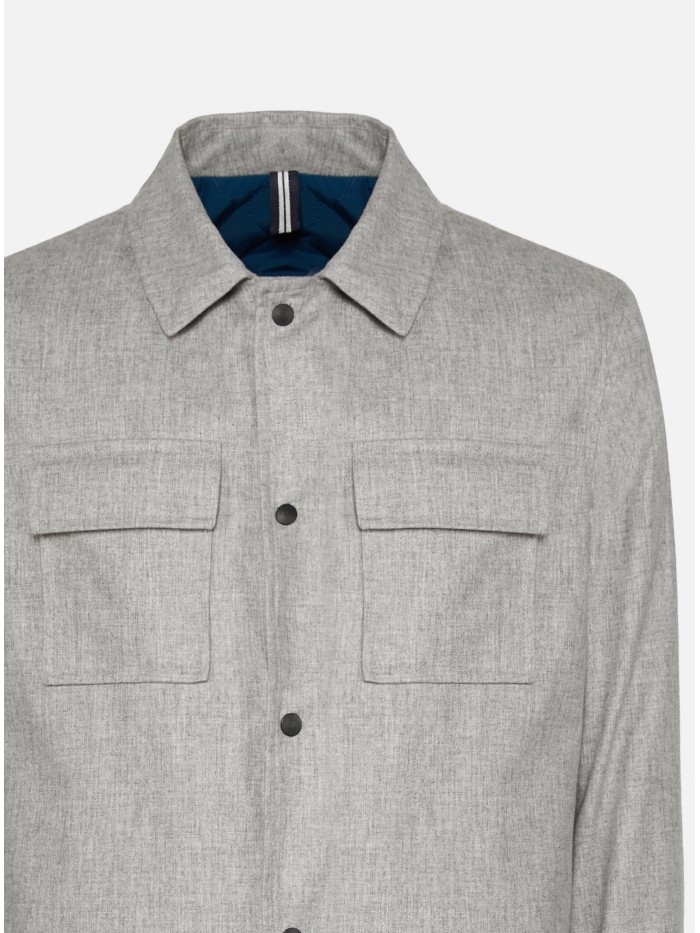 GREY CASHMERE SHIRT JACKET