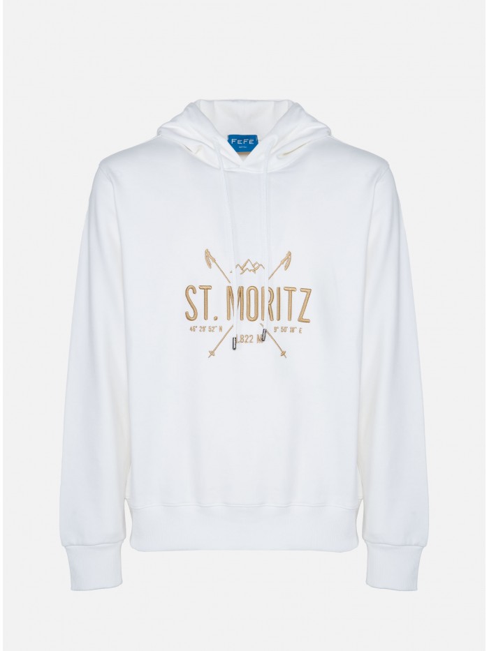 WHITE ST.MORITZ COTTON HOODIE