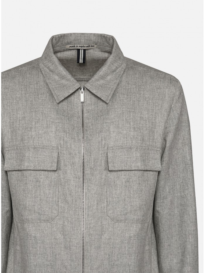 OVERSHIRT ZIP CASHMERE GRIGIO