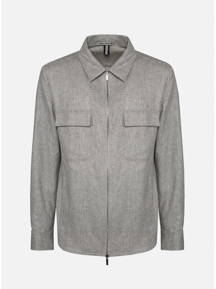 GREY CASHMERE ZIP OVERSHIRT