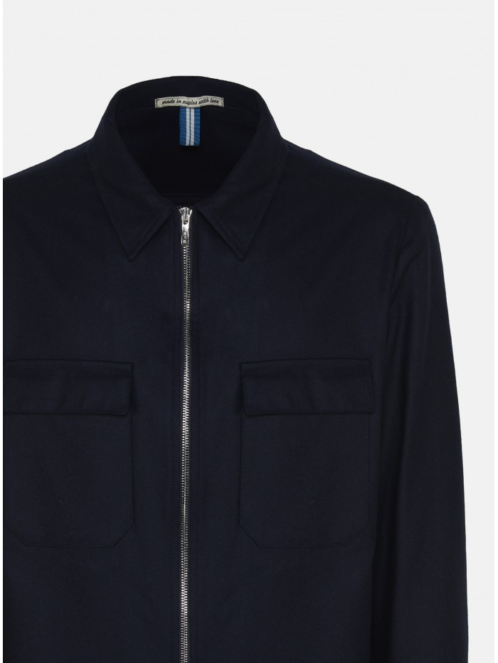 OVERSHIRT ZIP CASHMERE BLU