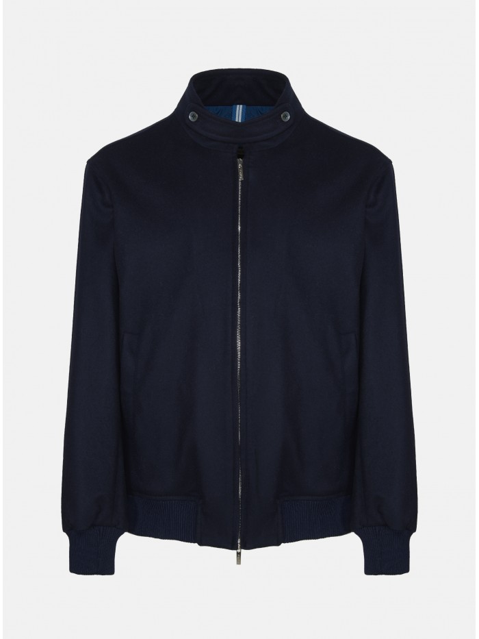 BLUE CASHMERE BOMBER JACKET