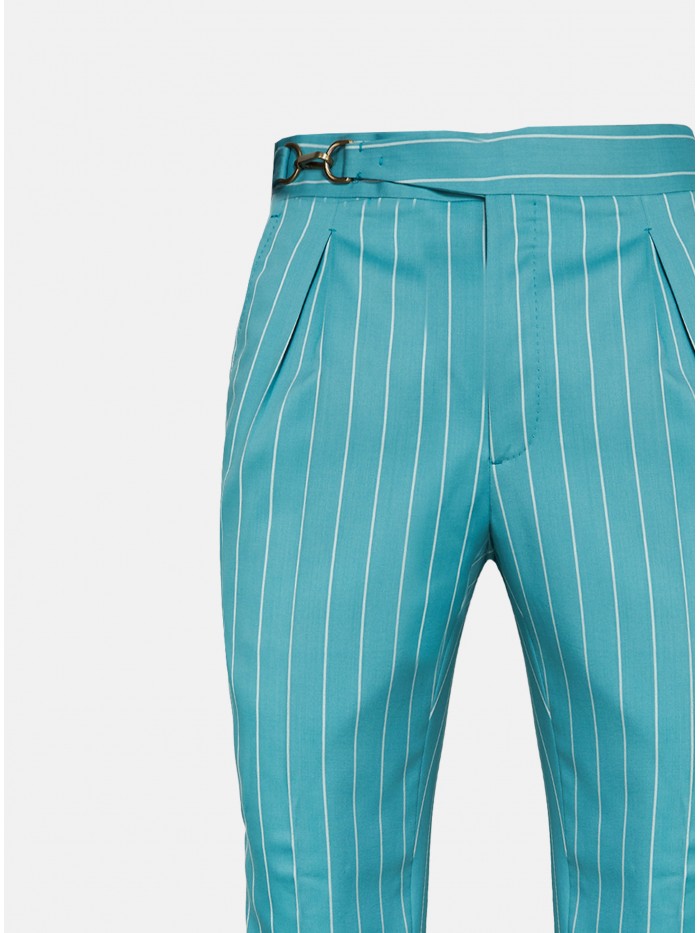 GREEN PINSTRIPES WOOL...