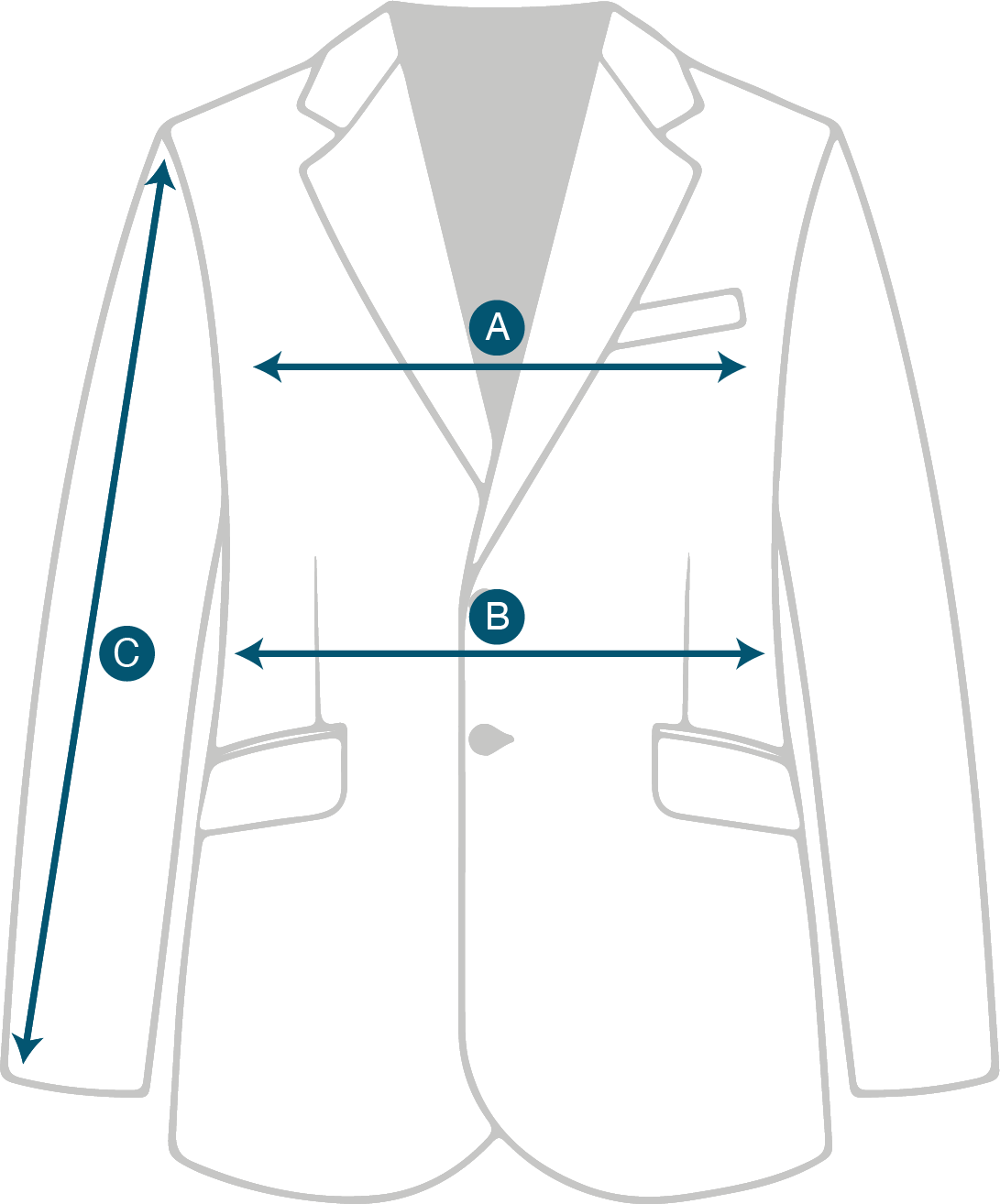 Front measurement guide for jacket